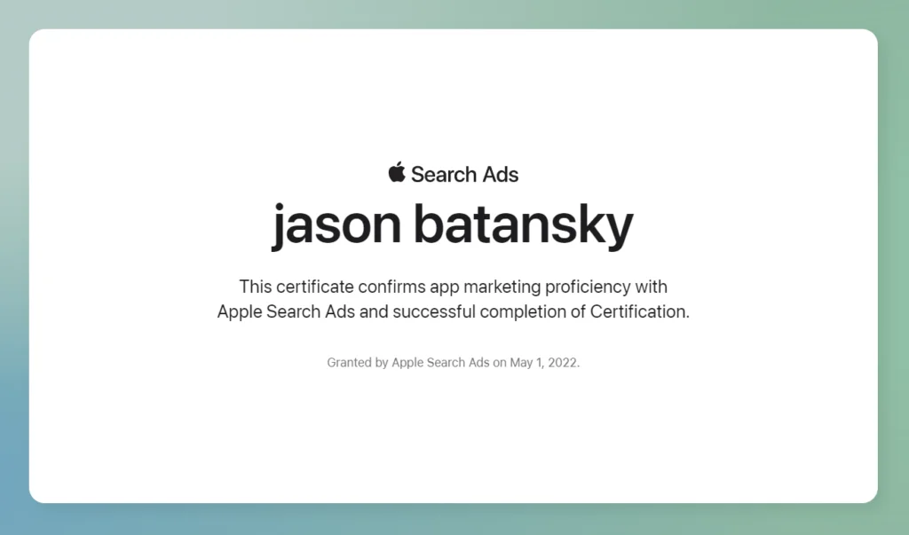 certifikace reklam ve vyhledávání Apple