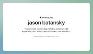 apple search ads certification